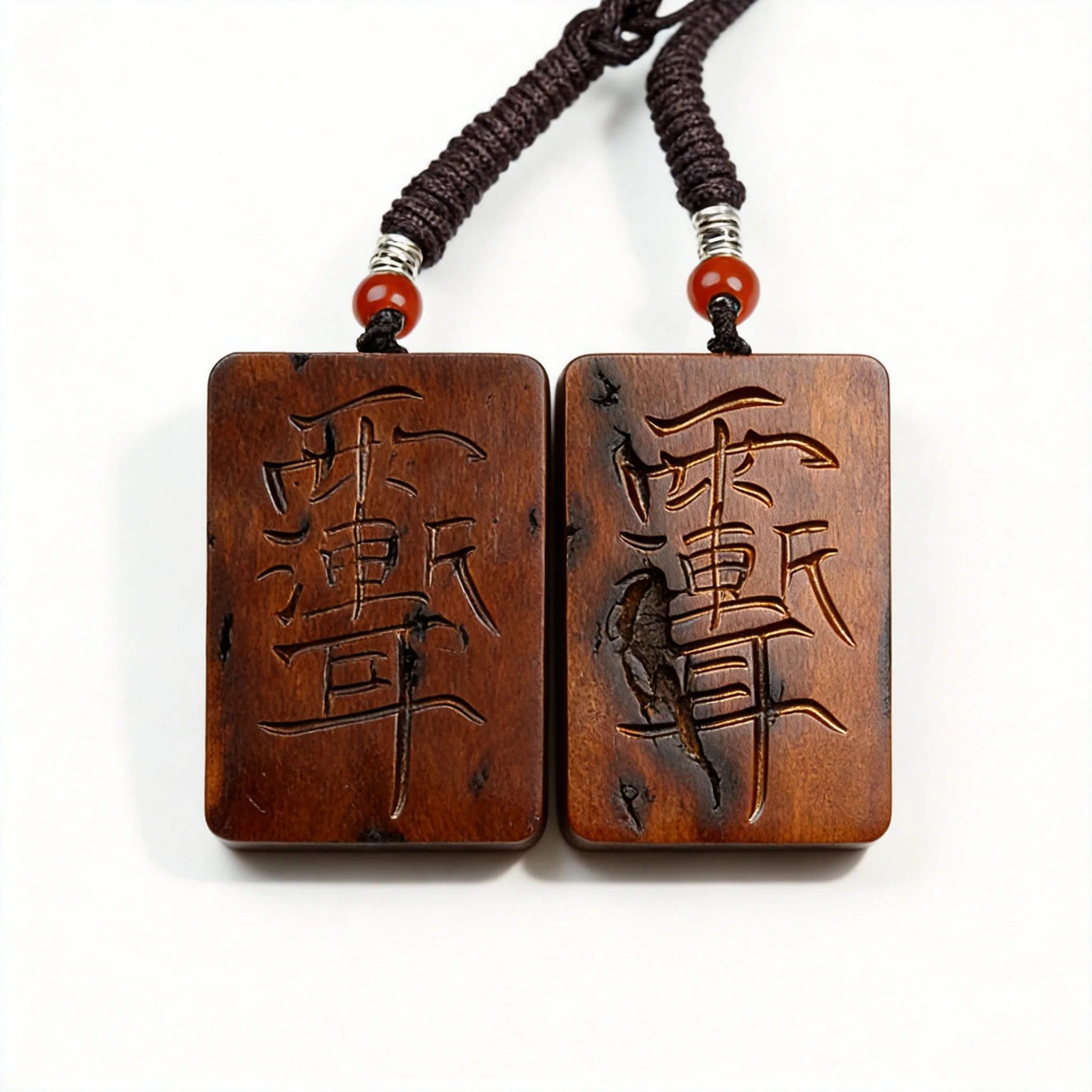 

Chinese Style Lucky Thunder Struck Jujube Wood Hand Carved Zi Wei Taboo Pendant Blessing Peace Amulet Luck Attracting Auspicious