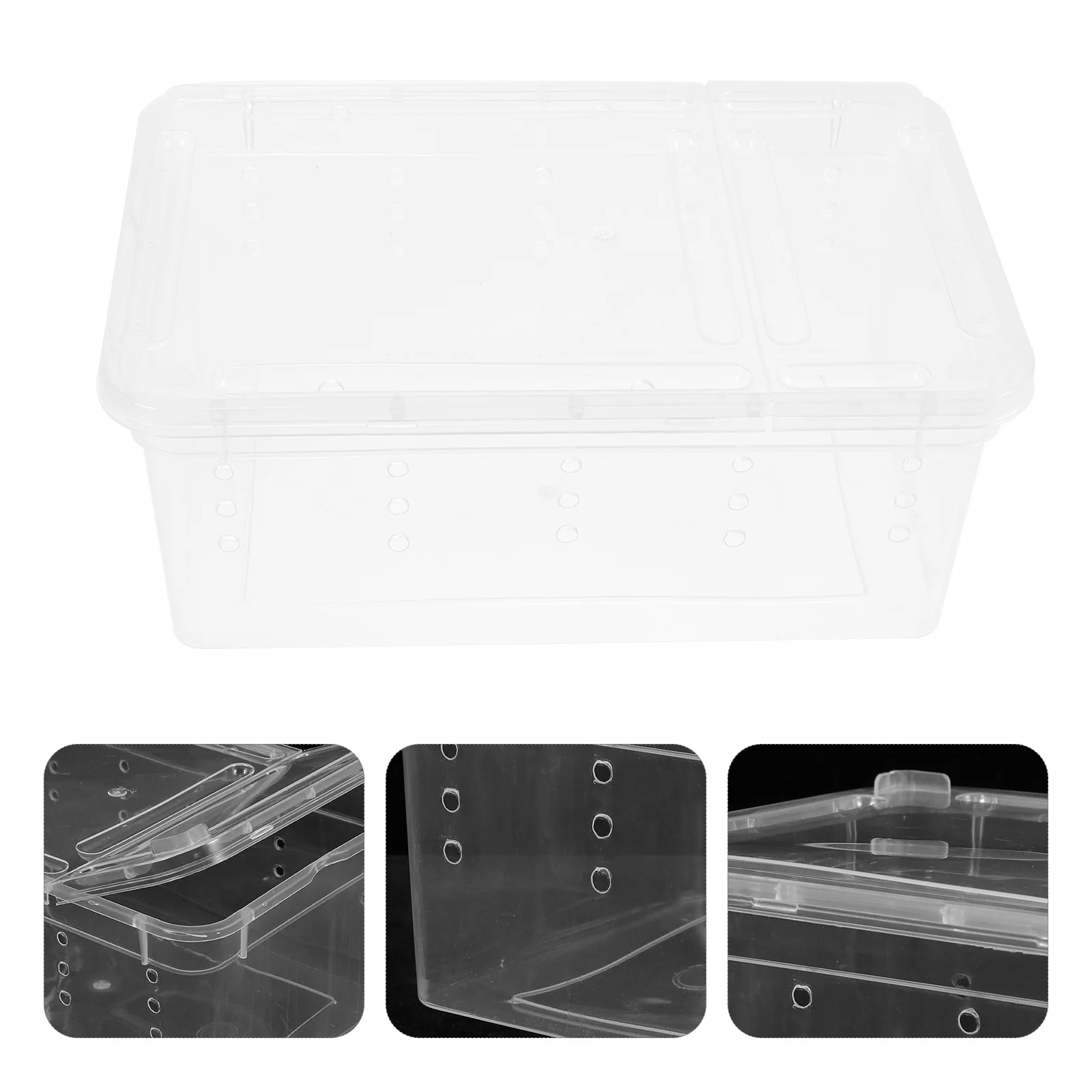 

1Pcs Plastic Reptile Breeding Ventilated Feeding Container for Snakes Spiders Hermit Crabs