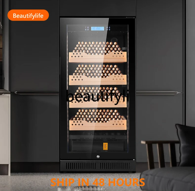 

Humidity cigar cabinet, small professional, storage cabinet cedar wood bare home solid wood tea cabinet H