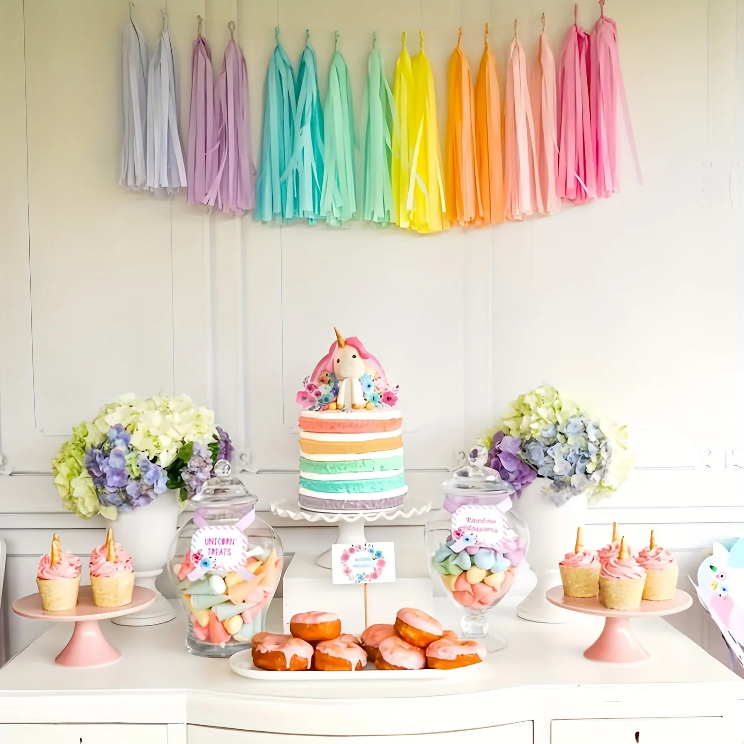 8color 40 pcs Assembled Versatile And Reusable Tissue Paper Tassels Garland  Event Celebration Decor Easter Gift