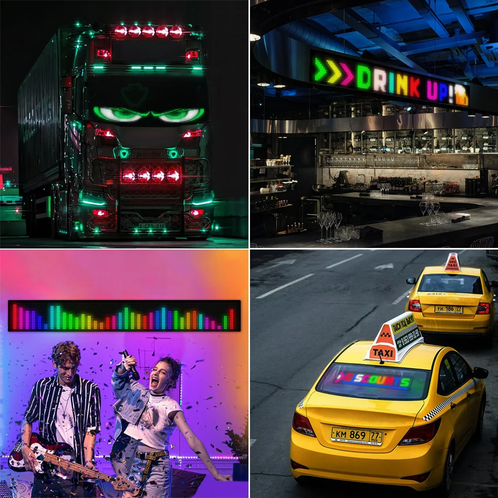 التحكم الصوتي عين الشيطان علامة السيارة LED لوحة مصفوفة لتقوم بها بنفسك شاشة إعلانية مرنة إيقاع الطيف بكسل عرض الرسوم المتحركة