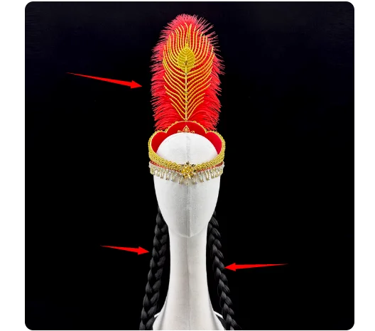 เครื่องประดับศีรษะสำหรับการเต้นรำแบบซินเจียง กระดิ่งสำหรับผู้หญิง ร้องเพลง เต้นรำ แสดงบนเวที