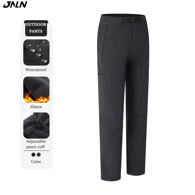 

JNLN Men's Women's Warm Fleece Pants Winter Elastic Waterproof Work Pants Unisex Hiking Trekking Mountaineering Skiing Trousers