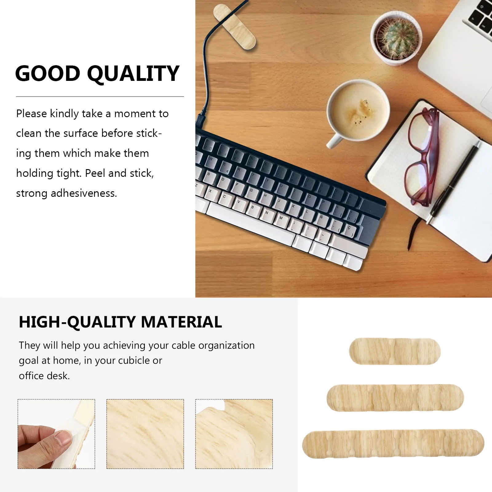 

3Pcs Cable Holders Premium Adhesive Wire Clips for Desktop Cord Organizer Desktop Computer Office Home Cable Management