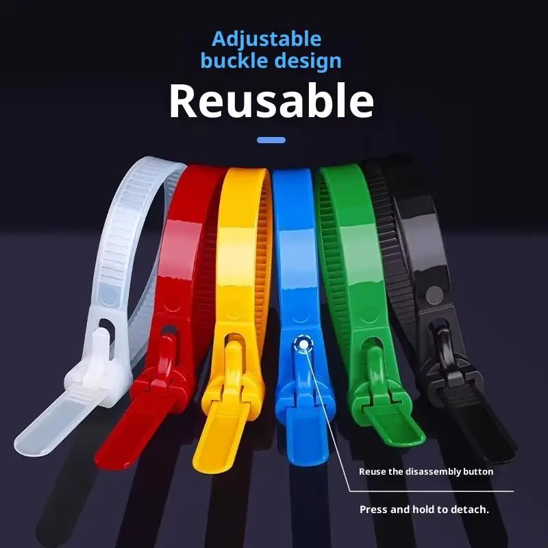 Reusable Multi-Purpose Cable Zip Ties 100Pcs 4*150mm Heavy Duty Releasable Plastic Ties for Garage Tool Organizing Outdoor Use