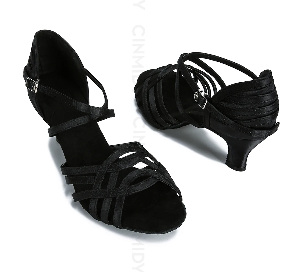 CINMIDY Damen-Satin-Tanzschuhe, weiße Latein-Tanzschuhe, Tango-, Salsa- und Ballsaal-Tanzschuhe mit Absatz, Damenschuhe für Partys. – Detail 2