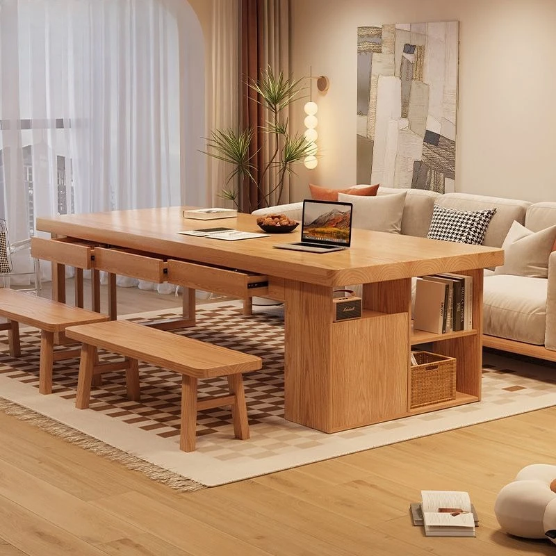 

Living room long desk ash solid wood table