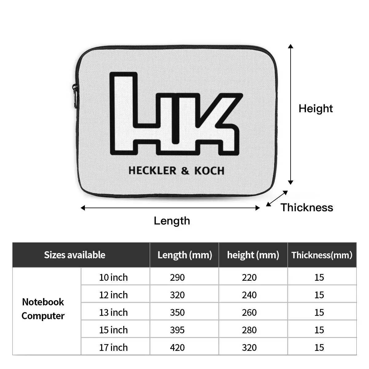 Heckler Koch Hk Logo  Notebook Laptop Bag Case Pouch 10 12 13 15 17 Inch Notebook Sleeve Cover Bag Tablet Shockproof Case Bag