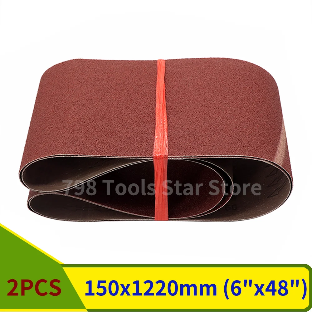 2 Piece 1220*150mm Grinding Polishing Oxide Sander Sanding Belts Wood Buffing Belt Alumina Sharpening Abrasive Soft Metal Tool