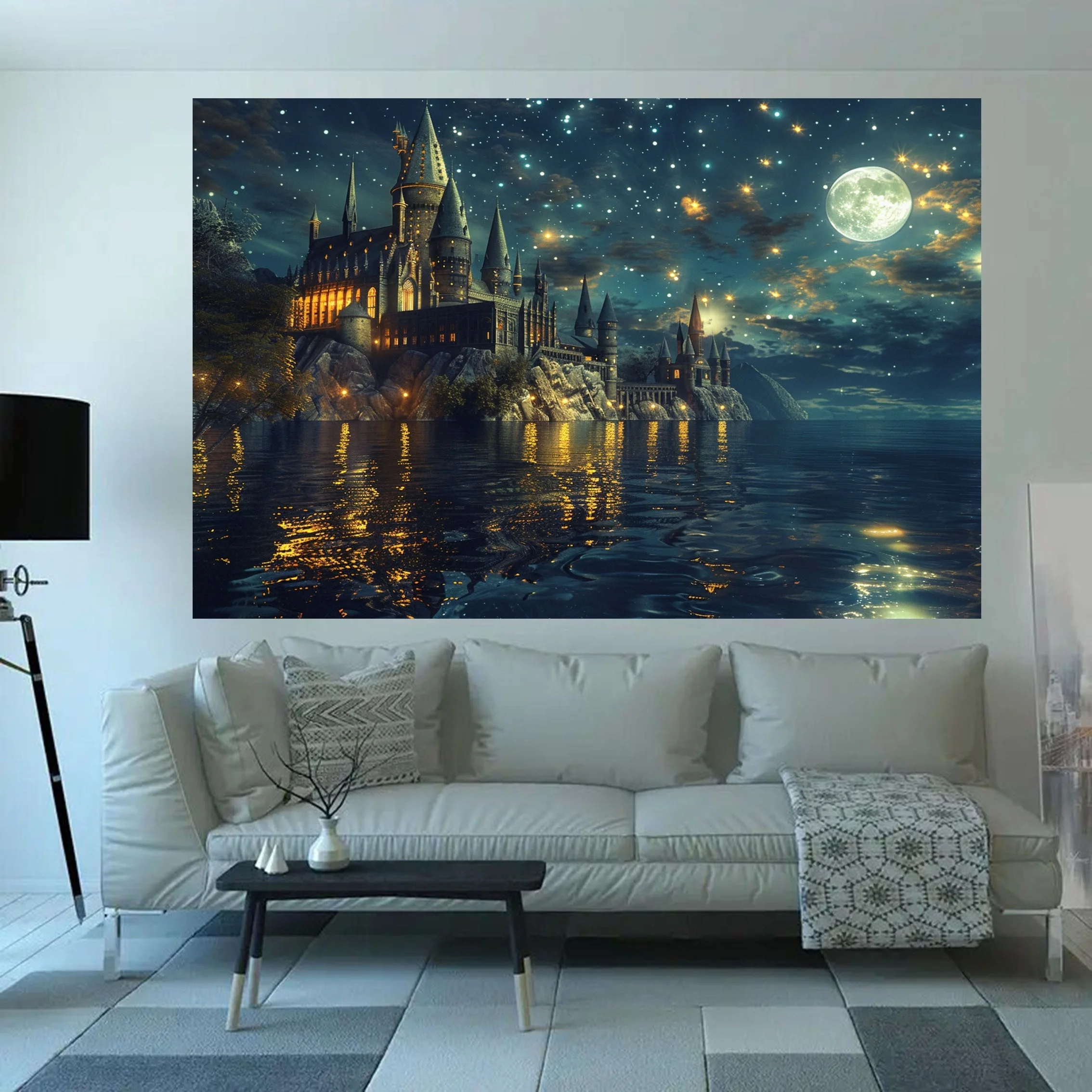 Magic Castle Photography Background Wizard World Night Sky Moon Lightning Party Decoration Photo Props