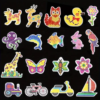 Sigorta boncuk kurulu 1 takım, demir boncuk ütü masası el yapımı DIY ekleme panoları bir dizi 12 farklı desenler Perler Hama boncuk