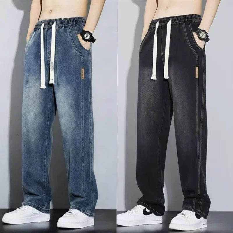 

Men's Loose Fit Straight Leg Denim Jeans American Style Casual Wide Leg Pants Spring Autumn New Arrival Breathable Wear Resis...
