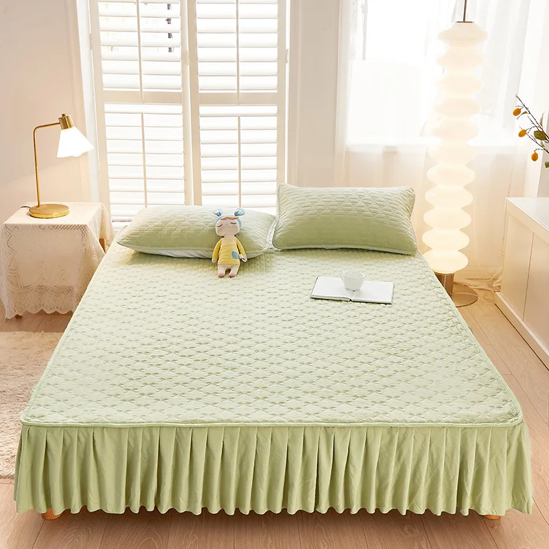 Drap-housse à carreaux avec ourlet haut, style jupe de lit, couvre-lit, housse de protection pour matelas, solide, rembourrage, optique, 45cm