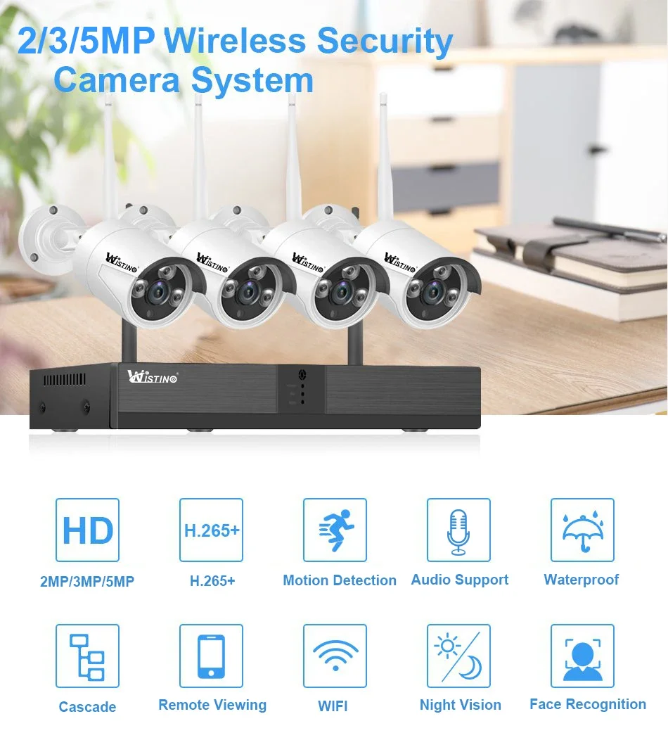 WIstino 4CH CCTV Outdoor Wifi NVR Kit Motion Detection IP Camera Night Vision Wireless CCTV Surveillance Systems