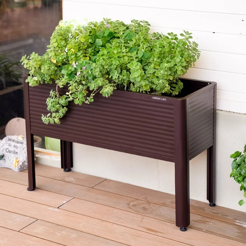Rust-Proof Aluminum Planter Box Raised Garden Bed for Outdoor Balcony Vegetable & Flower Planting Durable Metal Flower Pot