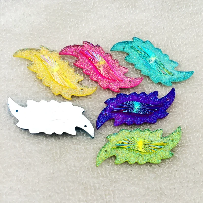 ผสม 40 ชิ้น S รูปร่าง Rhinestones เสื้อผ้าอุปกรณ์เสริมใช้ในงานแต่งงานรองเท้า patch art ของเล่นหมวก 18*47 มิลลิเมตร 2 หลุม