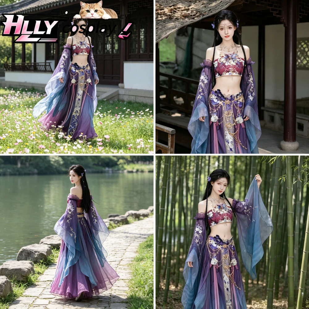 

"Gu" Theme Exotic Floral Embroidered Tube Top Cosplay Hanfu Set Mysterious & Alluring Gradient Skirt Suit Summer Spring Fashion