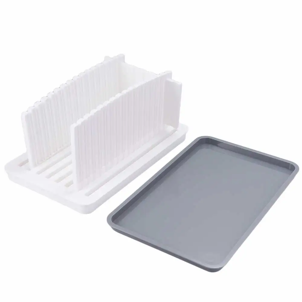 With Bread Crumb Tray Bread Slicer Adjustable Thickness Heat-resisting Bread Cutting Guide Plastic White Bread Slicing Plate