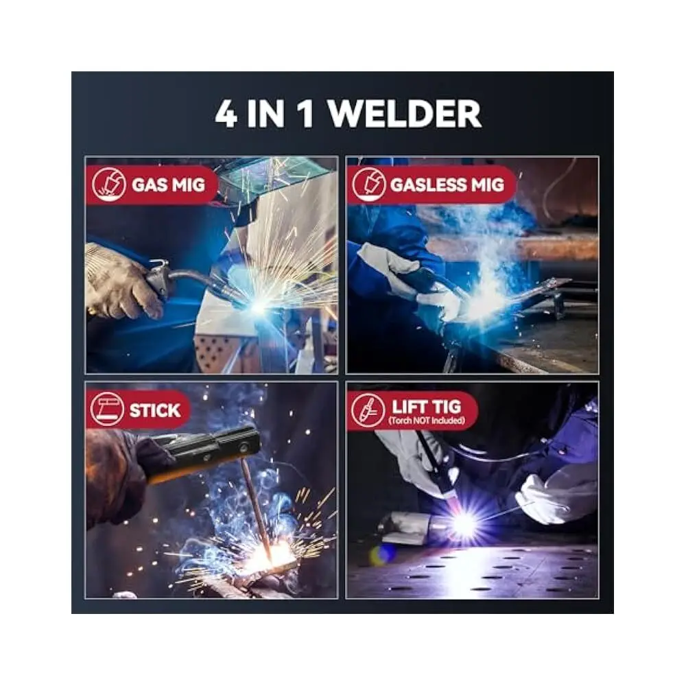 Máquina de solda 4, em 1, MIG, TIG, Stick, Flux Core, confiável e eficiente