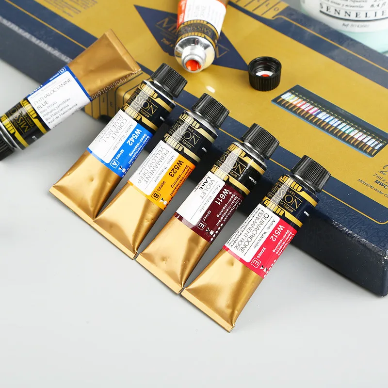 MIJELLO złota farba akwarelowa, koreańska farba akwarelowa, 15ml/tuba, artystyczny środek w czystym kolorze, profesjonalne akcesoria do malowania — zdjęcie produktu 2