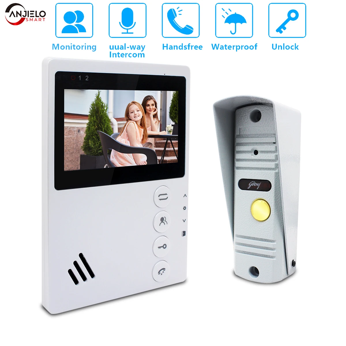 2024 Wired Color Video Door Bell Intercom System 4.3inch Indoor Monitor 750TVL Outdoor Camera Doorbell Video Door Phone Home