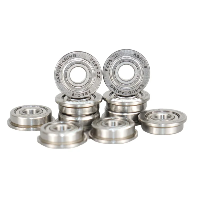 F695ZZ Flanged Ball Bearing ABEC-9 5x13x4mm Double Metal Sealed (GCr15) Chrome Steel Bearings F695ZZ for 3D Printer 10pcs