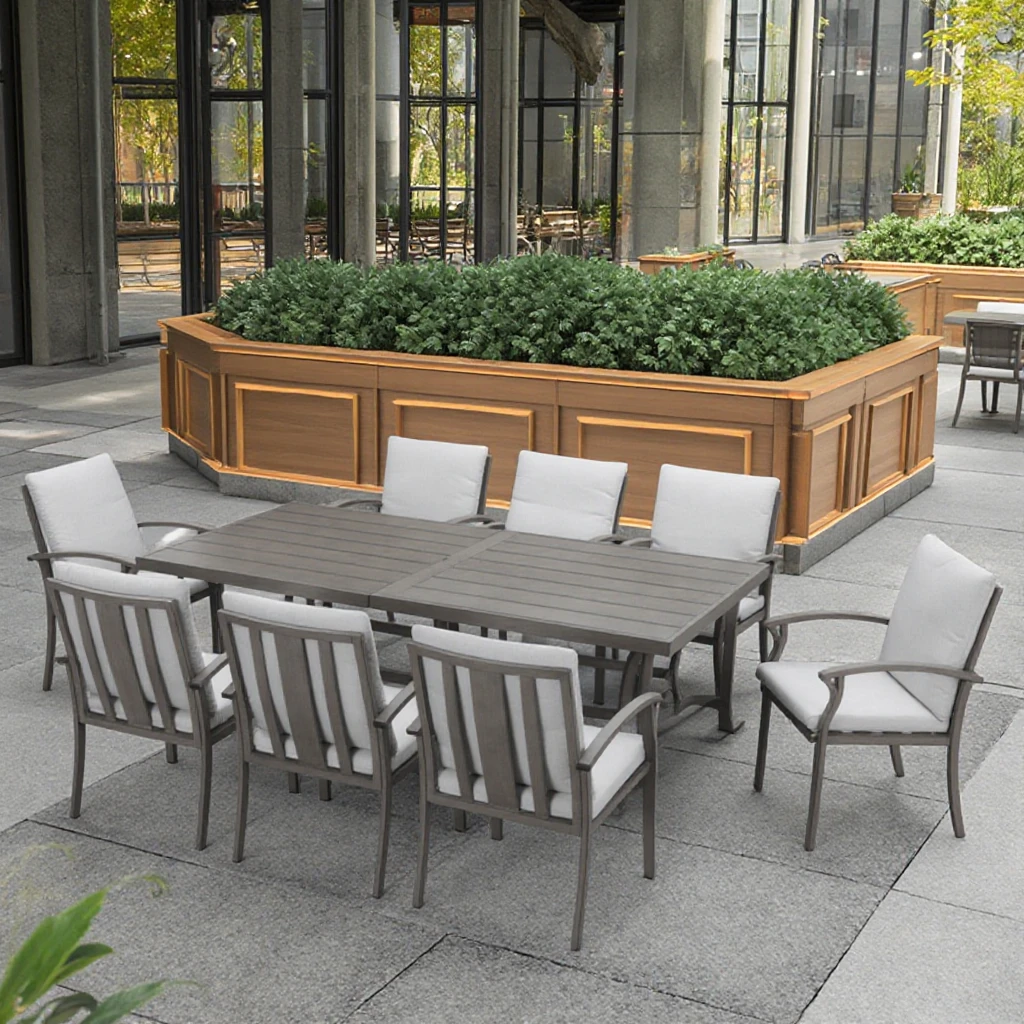 

UL-Certified Heavy Duty Aluminum Outdoor Table Chairs Sets Commercial Restaurant Furniture for Schools Dining Areas Bulk