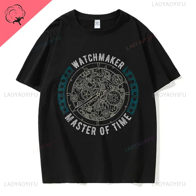 70s 80s 90s Vintage zegarek kolekcjonerski zegarmistrz graficzny Tshirt z nadrukiem zegarmistrz Streetwear moda codzienna bawełniana koszulka męska