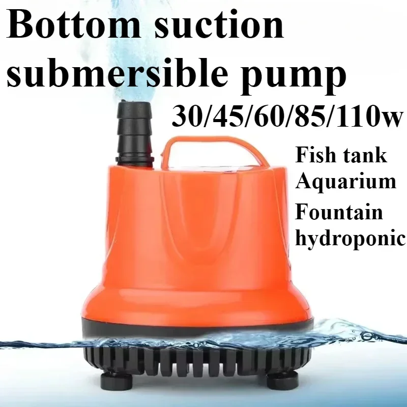 30/45/60/85/110W Fish Tank Bottom Suction Pump Submersible for Aquarium Silent Water Multifunctional Small