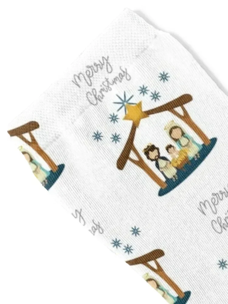 Chrismas nativity scene baby jesus , mary and joseph Socks ankle kawaii Crossfit winter thermal Man Socks Women's