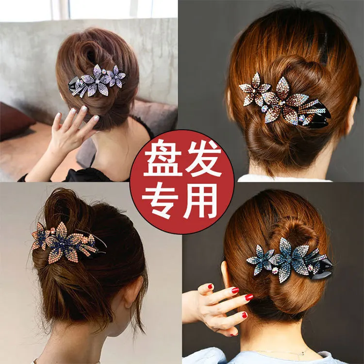 Rhinestone Hairpin Flower Leaf Butterfly Duckbill Hair Claws Retro Hair Clips Accessories For Women Shinning Ponytail Headwear