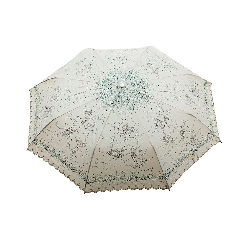 Lace Minirain and Sun Automatic Umbrella Girls Ultralight Reinforced Womens Beautiful Umbrellas Wedding Rain Gear