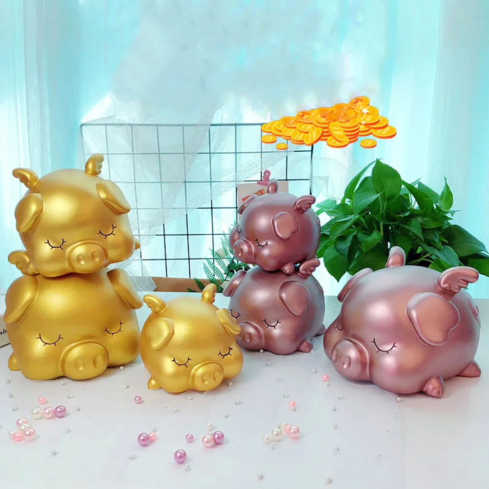 Piggy Bank Storage Creative Pig Shaped Coin Holder Small Size 10x13x12cm Money Saving Pot Money Box Bedroom Decoration