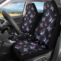 Gradient Purple Butterfly Design 2pcs/Set Universal Car Front Seat Covers Durable Car Protector Vehicle Seat Covers Hot Sales