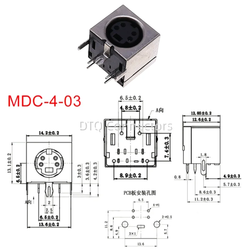 Connecteur de prise femelle S-vidéo, Audio, Vidéo, Din, Montage PCB, 3 broches, 4 broches, 5 broches, 6 broches, 8 broches, 9 broches, ton argent, PS2, Circulaire, Micro Jack, 1PC