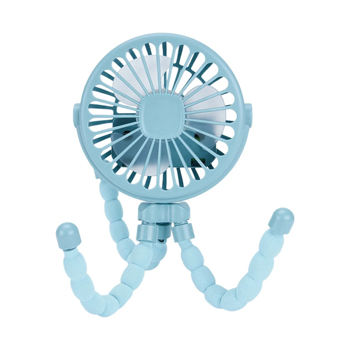 Синий портативный USB перезаряжаемый бесшумный мини-вентилятор, 3-скоростной регулируемый с функцией освещения для автокресла, коляски