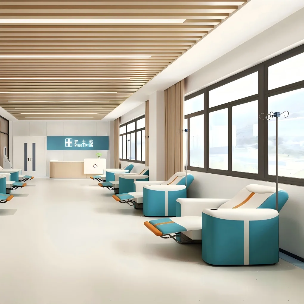 & Modern Design Commercial Hospital Infusion Reclining Chair USB Socket with Healthy Material Comfort Density Foam for Medical