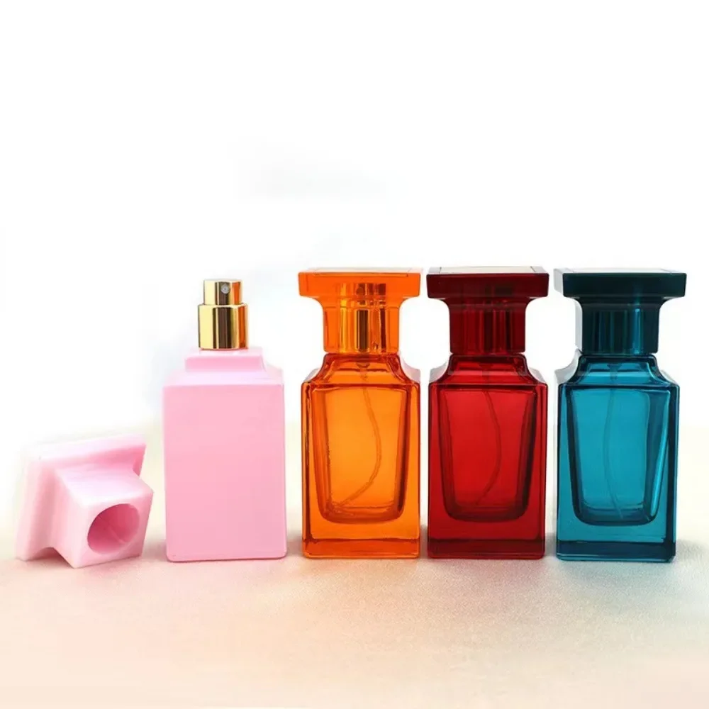 50ml Glass Refillable Perfume Bottle Sprayer Pump Perfume Bottles Container Square Glass Atomizer Press Type Empty Bottle