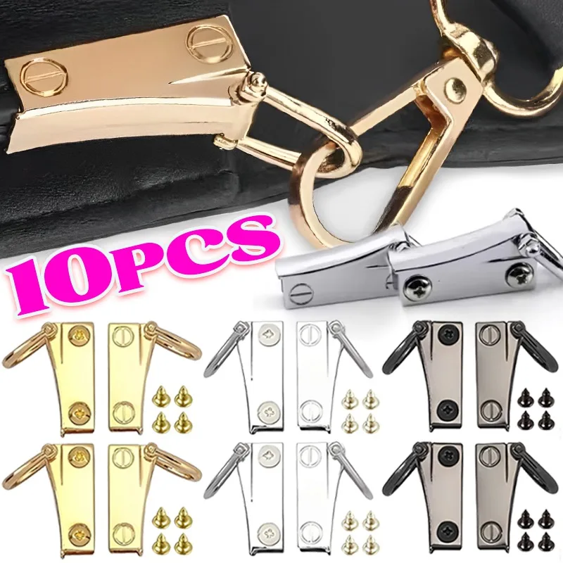 10pcs Metal Side Clip Bag Buckle Alloy Bag Connector Clip DIY Purse Hardware Suspension Connector Buckle Detachable with D Ring