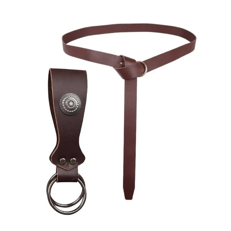 

39BB Skirt Hikes Pu Leather Keyring Belt Medieval Waistband Accessory for Halloween Cosplay Costumes