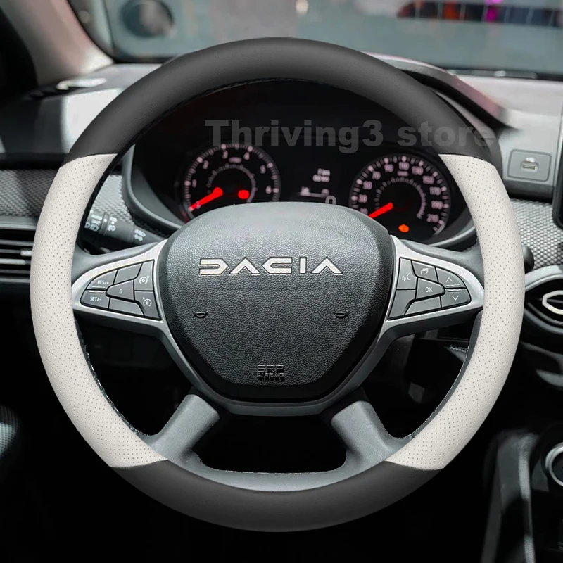 

Leather Car Steering Wheel Cover For Dacia Sandero Stepway 2010-2025 Auto Steering Wheel interior Dacia Sandero 2023 Accessories