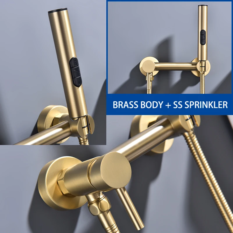 

Portable Three-function Spray Gun Faucet Brass Sanitary Spray Round Faucet Hot Cold Water Stirring Wall Toilet Bathroom Shower