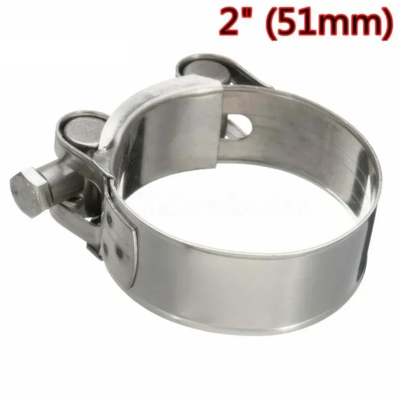 2In Motorcycle Hose Clamps Stainless Steel T Bolt Exhaust Pipe Clip Sealing Welding Marine Clamps 51-61mm