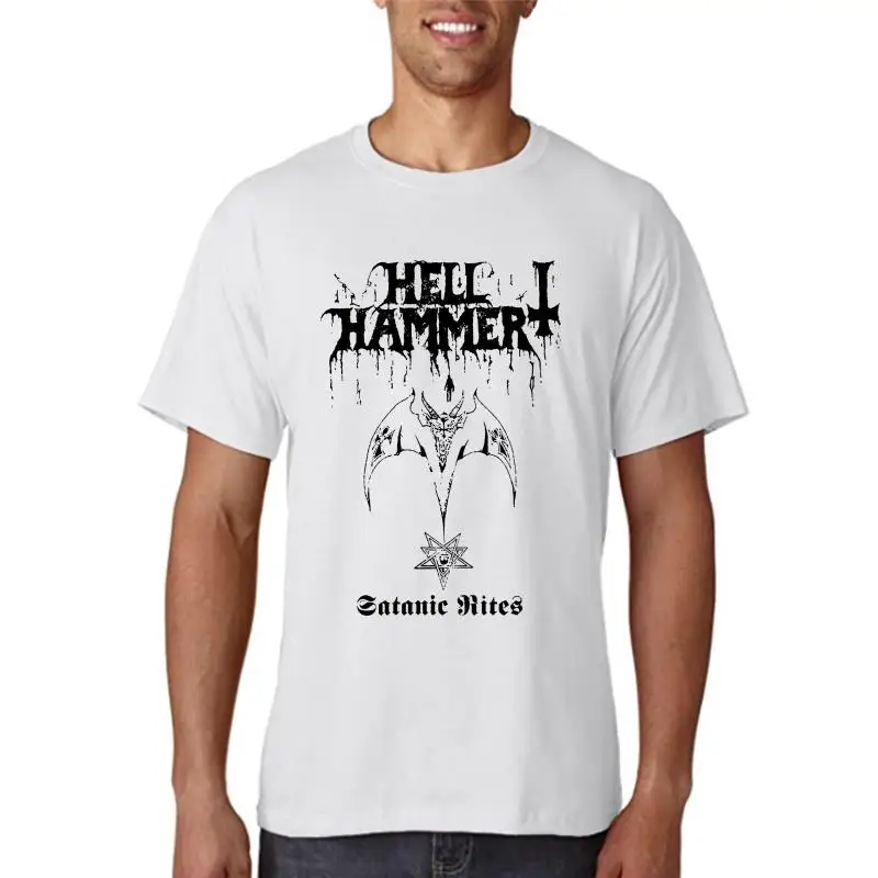 T SHIRT HELL HAMMER SATANIC RITES RETRO VINTAGE DEATH THRASH METAL CULT KULT