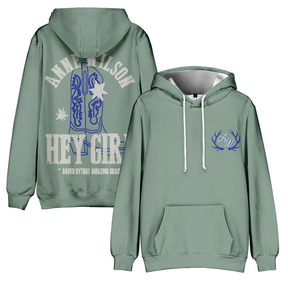 Anne Wilson Merch Hey Girl Boot Sudadera con capucha para hombres y mujeres, ropa de calle de manga larga, ropa de moda de estilo informal, verde Bahía