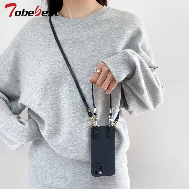 

Чехол с ремешком через плечо для Samsung Galaxy S25 Edge S24 S23 S22 S21 S20 FE Note 10 20 Ultra Silicone Cover