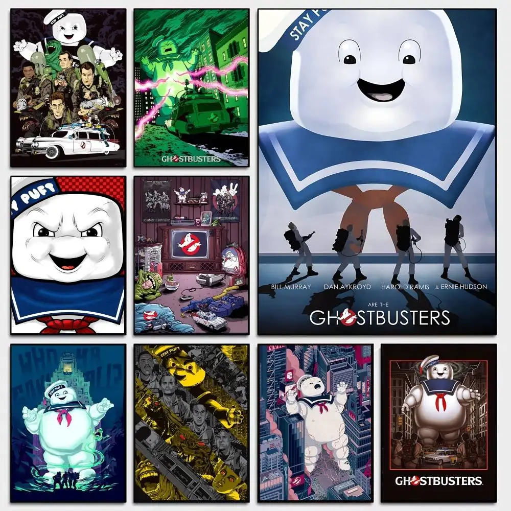 Retro Classic Ghostbusters Movie Self-adhesive Art Poster Fancy Wall Sticker for Bar Decoration Vintage Decorative Painting