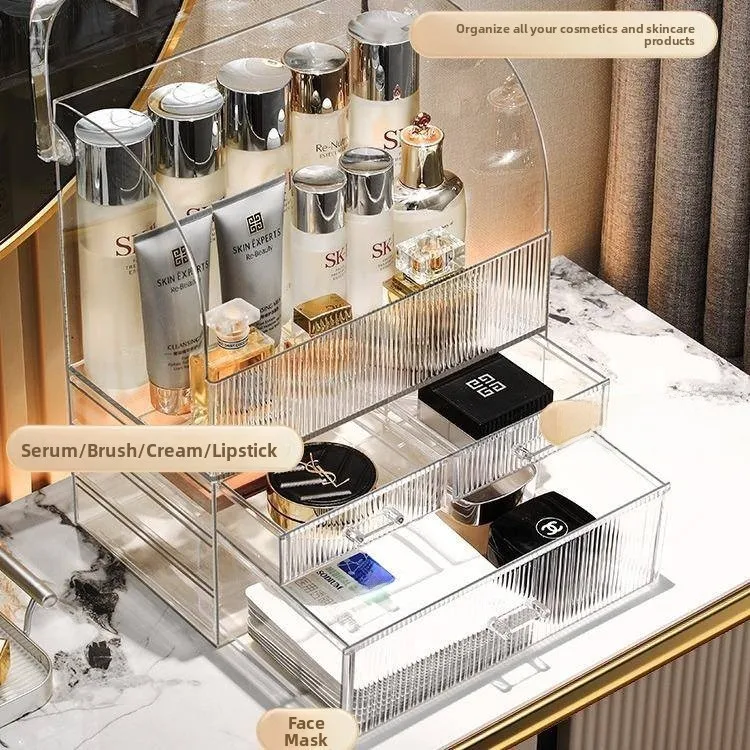

Transparent Acrylic Cosmetic Storage Box High-End Skincare Bedroom Home Sensation Yajun Tabletop Organizer Shelf Cross-Border