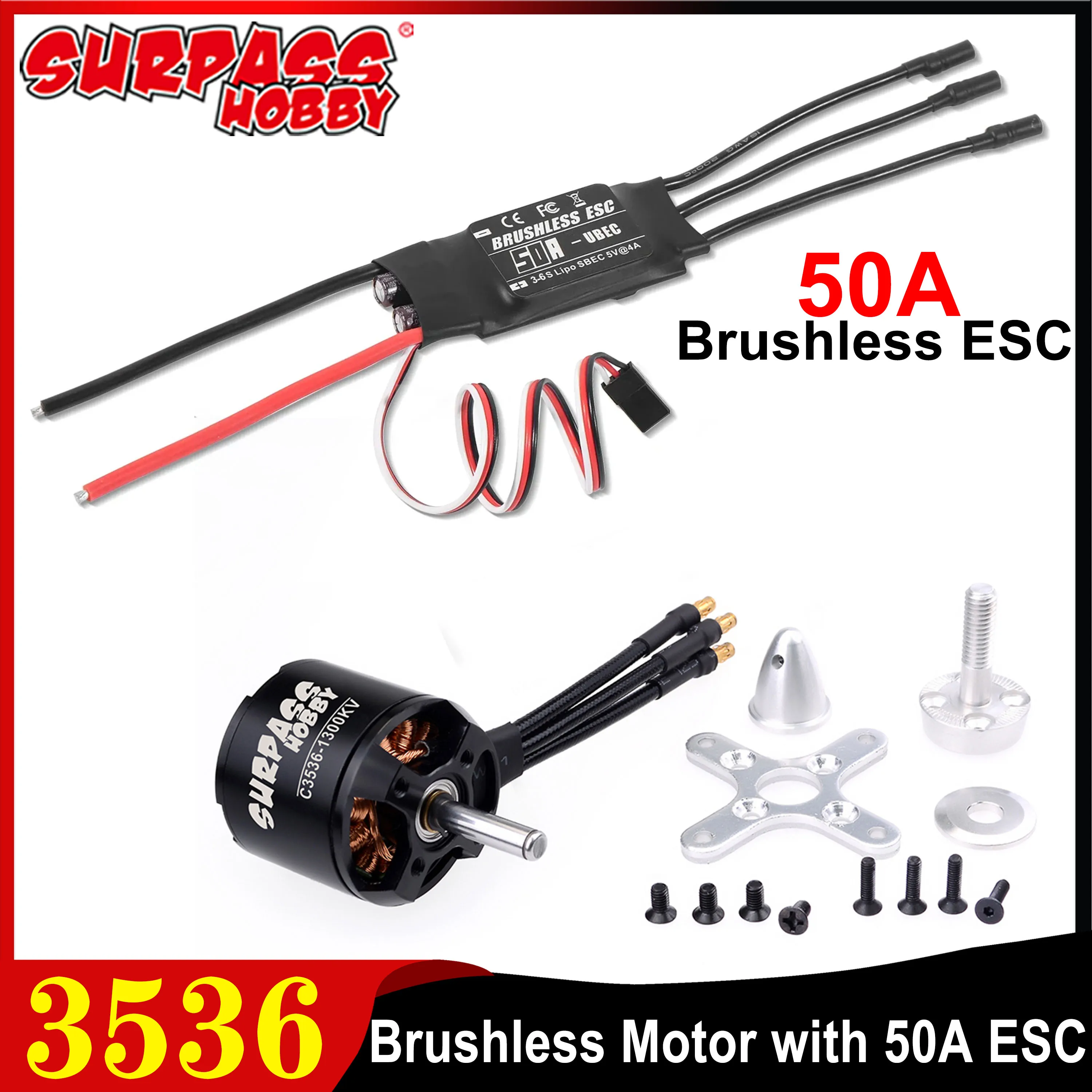 تجاوز هواية 3536 Outrunner فرش السيارات ث/50A ESC كومبو بطاقة البرنامج ل RC الثابتة الجناح طائرة طائرة شراعية الطيور الحربية