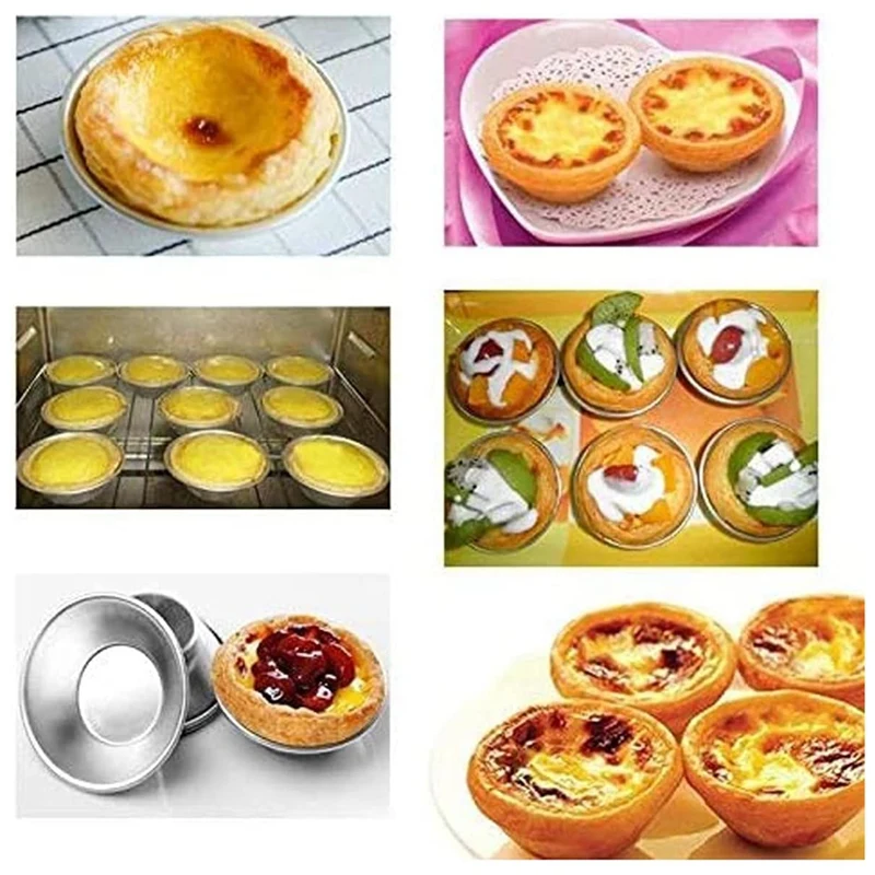 25 Pack Egg Tart Mold Egg Tart Cup Egg Tart Base, Round Resuable Nonstick (Aluminum) Durable Easy To Use